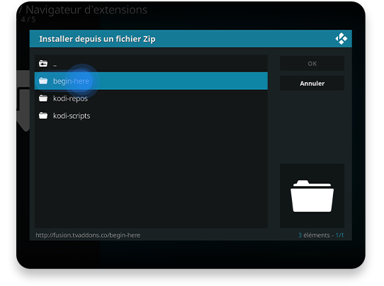 valider l’installation sur Kodi des addons Fusion Étape 4