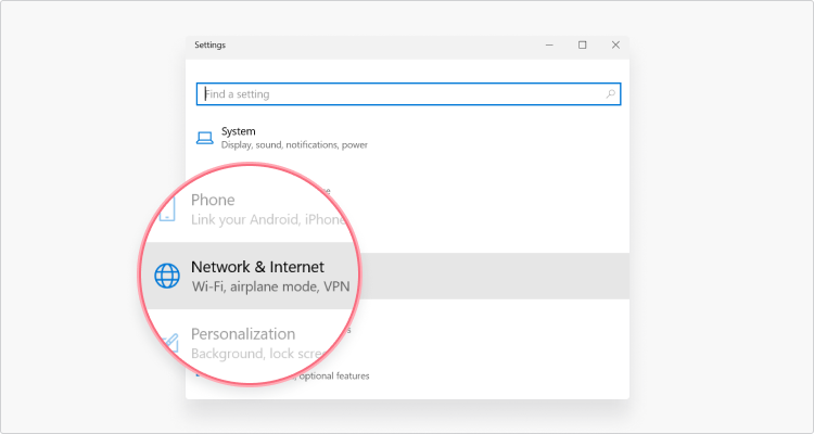Windows Network Discovery instruction - Click on Network and internet option